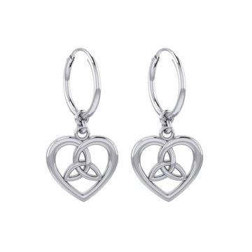 Celtic Trinity Heart Silver Hoop Earrings TER2105 - Jewelry
